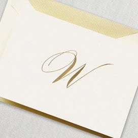 Listing 2 of 2 for Crane & Co Engraved W Initial Note Card Set 10pce