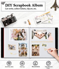 Listing 2 of 6 for 60 Pages Large Photo Album Self Adhesive, 4x6 8x10 DIY Picture Scrapbook, w