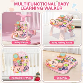 Listing 2 of 7 for Toddler Learning Table Infant Musical Learning Walker with Rolling, Pink Ba
