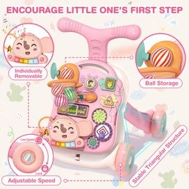 Listing 3 of 7 for Toddler Learning Table Infant Musical Learning Walker with Rolling, Pink Ba