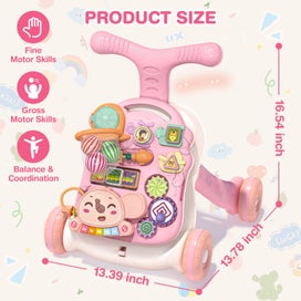 Listing 4 of 7 for Toddler Learning Table Infant Musical Learning Walker with Rolling, Pink Ba