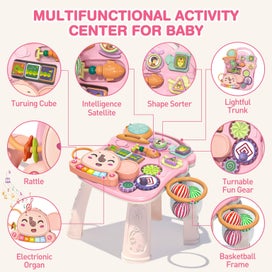 Listing 7 of 7 for Toddler Learning Table Infant Musical Learning Walker with Rolling, Pink Ba