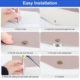 Listing 2 of 5 for 340 Sets Leather Rivets Kit, 5 Size Double Cap Rivets with 4pcs Leather Too