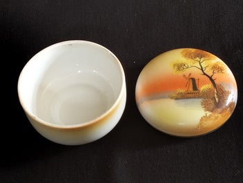 Listing 4 of 5 for A) VINTAGE NORITAKE TRINKET BOX – “WINDMILL BY THE LAKE”