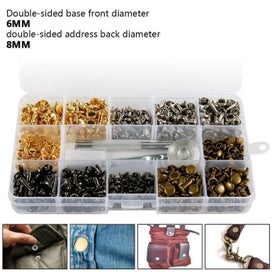 Listing 2 of 9 for 240/360Pcs Leather Rivets Double Cap Rivet Tubular Metal Studs 2 Sizes with