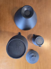 Listing 3 of 3 for Keith Murray for Wedgwood – Black Matt Jug, Bowl & Small Pourer, c.1930s