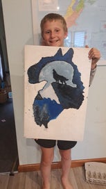 Listing 2 of 2 for Art Wolf in the moon painting