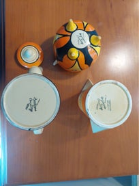 Listing 2 of 2 for Clarice Cliff – Fantasque Pattern Jugs (2) and Cauldron Bowl, c.1930s