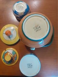 Listing 2 of 2 for Clarice Cliff – Hand Painted Ceramic Group, c.1930s