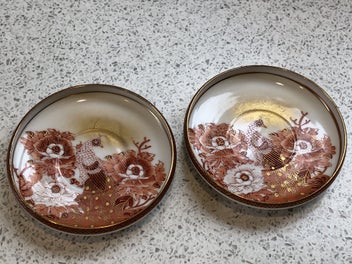 Listing 2 of 6 for 2xVINTAGE JAPANESE Kutani Eggshell Porcelain Dishes Hand painted/Gold Guilt