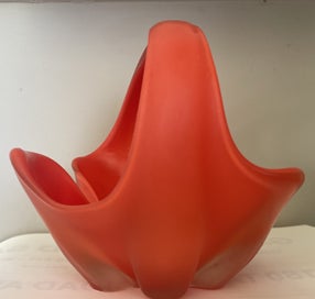 Listing 2 of 5 for Mid-Century Murano-Style Red Art Glass Basket – Hand-Blown Sculptural (22cm)