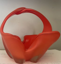 Listing 3 of 5 for Mid-Century Murano-Style Red Art Glass Basket – Hand-Blown Sculptural (22cm)