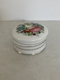 Listing 1 of 16 for Antique Cream/Paste/Ointment Pot with Handpainted Lid
