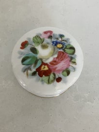 Listing 2 of 16 for Antique Cream/Paste/Ointment Pot with Handpainted Lid