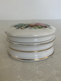 Listing 3 of 16 for Antique Cream/Paste/Ointment Pot with Handpainted Lid