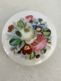 Listing 5 of 16 for Antique Cream/Paste/Ointment Pot with Handpainted Lid