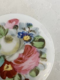 Listing 6 of 16 for Antique Cream/Paste/Ointment Pot with Handpainted Lid