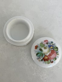 Listing 7 of 16 for Antique Cream/Paste/Ointment Pot with Handpainted Lid