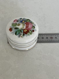 Listing 12 of 16 for Antique Cream/Paste/Ointment Pot with Handpainted Lid