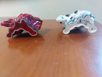 Listing 3 of 3 for Royal Doulton Elephant Figurines – Pair, Flambé Red & Blue