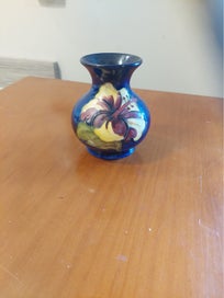 Listing 2 of 3 for Moorcroft Pottery Small Vase – Blue Ground with Floral Decoration