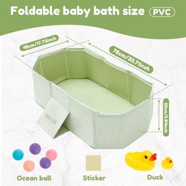 Listing 2 of 10 for PVC Foldable Baby Bath for Kid Pet Space Saving Toddler Infant Bathtub Stur
