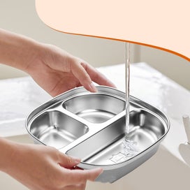 Listing 3 of 5 for KidsDivided Plate ! 304 Stainless SteelKidsPlate, Compartmentalized Dinner