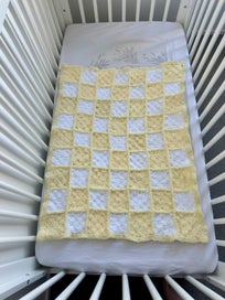 Listing 2 of 8 for Luxury Handmade Chenille Baby Blanket – Yellow & White | Newborn Gift