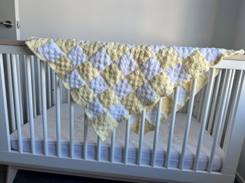 Listing 3 of 8 for Luxury Handmade Chenille Baby Blanket – Yellow & White | Newborn Gift