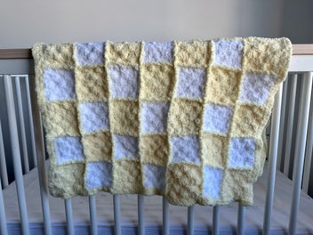Listing 4 of 8 for Luxury Handmade Chenille Baby Blanket – Yellow & White | Newborn Gift