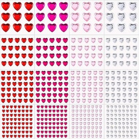 Listing 2 of 7 for 12 Sheet Heart Gem Stickers, 4 Color Flat Back Self Adhesive Heart Rhinesto