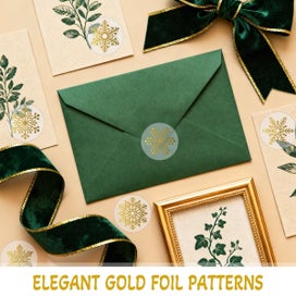 Listing 3 of 6 for Christmas Stickers Snowflake Stickers Gold Foil Round Adhesive Label Sticke