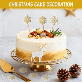 Listing 5 of 6 for Christmas Stickers Snowflake Stickers Gold Foil Round Adhesive Label Sticke