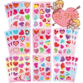 Listing 1 of 7 for Valentine's Day Love Heart Stickers 32 Sheet Heart Stickers for Kids Heart