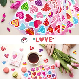 Listing 6 of 7 for Valentine's Day Love Heart Stickers 32 Sheet Heart Stickers for Kids Heart