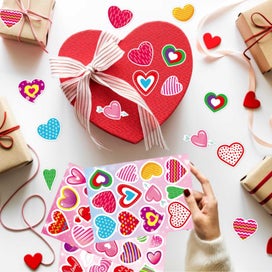 Listing 7 of 7 for Valentine's Day Love Heart Stickers 32 Sheet Heart Stickers for Kids Heart