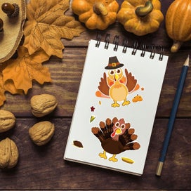 Listing 3 of 7 for Thanksgiving Turkey Stickers Make A Turkey Stickers DIY Crafts Stickers for