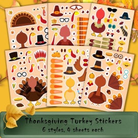 Listing 4 of 7 for Thanksgiving Turkey Stickers Make A Turkey Stickers DIY Crafts Stickers for