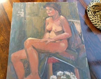 Listing 2 of 7 for Original Painting of a Seated Nude Female Figure