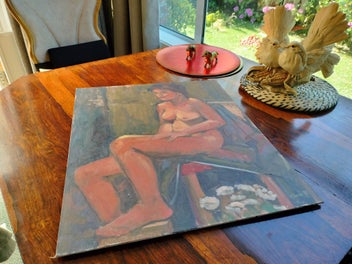Listing 5 of 7 for Original Painting of a Seated Nude Female Figure