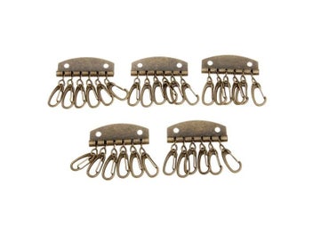 Listing 5 of 10 for 5pcs Compact Key Holder Wallet Key Row Key Chain 4-6 Hooks Handmade Leather