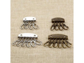 Listing 7 of 10 for 5pcs Compact Key Holder Wallet Key Row Key Chain 4-6 Hooks Handmade Leather