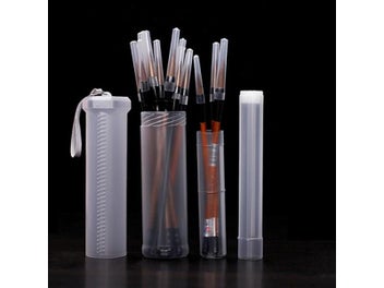 Listing 3 of 10 for Extendable Plastic Clear Paint Brush Holder Case Long Brushes Tube Storage