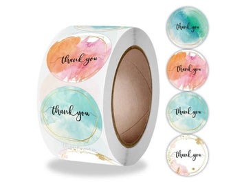 Listing 3 of 9 for 100-500 Pcs Thank You Stickers Cute Pink Gold Labels For Small Business Or