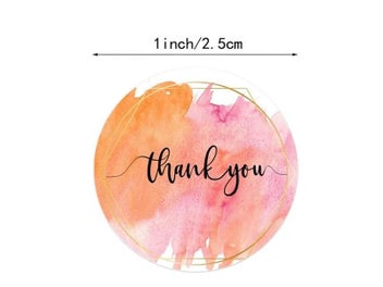 Listing 4 of 9 for 100-500 Pcs Thank You Stickers Cute Pink Gold Labels For Small Business Or