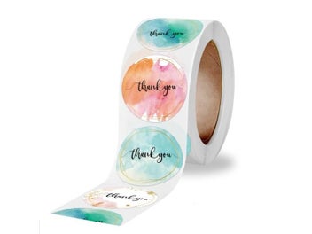 Listing 5 of 9 for 100-500 Pcs Thank You Stickers Cute Pink Gold Labels For Small Business Or
