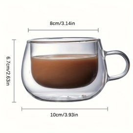 Listing 3 of 9 for Leeseph 2pcs Double Wall High Borosilicate Glass Mug With Handle Coffee Milk