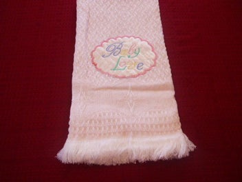 Listing 3 of 3 for BEAUTIFUL NEW PINK SHAWL with " BABY LOVE " EMBROIDERY
