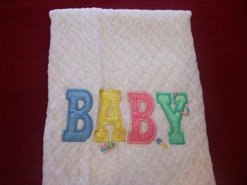 Listing 2 of 3 for BEAUTIFUL NEW WHITE SHAWL with " BABY " EMBROIDERY