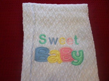 Listing 2 of 3 for BEAUTIFUL NEW BLUE SHAWL with " SWEET BABY " EMBROIDERY